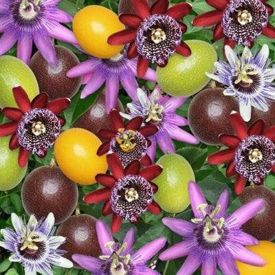 2 Abundant Bloom Mix Random Single Color Passion Flower Plants Live, Passiflora Live Plant for Trailing, Climbing Trellis Outdoor, 5-9" in Tall, Perennial, Fragrant