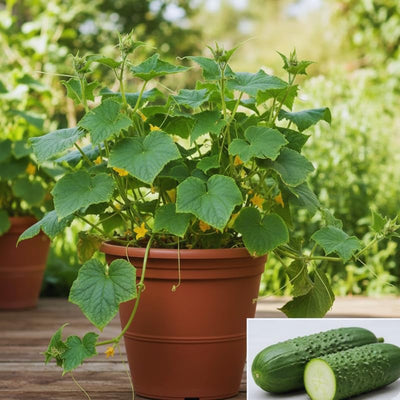 2 Green Cucumber Plants Live for Planting, Live Cucumber Plants for Planting, 4 to 7 Inches Tall Vegetable Plant