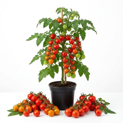 Cherry Tomato Live Plants, 2 Plant Per Pot, Tomato Plant 5-8" Tall