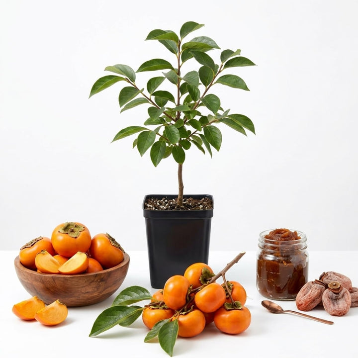 Sweet American Persimmon Trees Live Plants, Dormant Seedlings,6-12 Inches Well Rooted, Winter Hardy Persimmon Tree Fruit