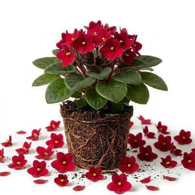 Red African Violet Plant Live, 4 Inch Pot, Indoor Flowering Plant
