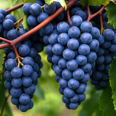 Grape Vine, Grape Plant Live 1-2 Years Old, Sweet Grape Fruit Tree, Very Cold Hardy (Blue Grape)