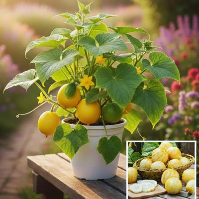 Set 2 Live Cucumber Plants for Planting, Lemon Cucumber Plants Live for Planting, Vegetable Plants, 4 Inches Pot