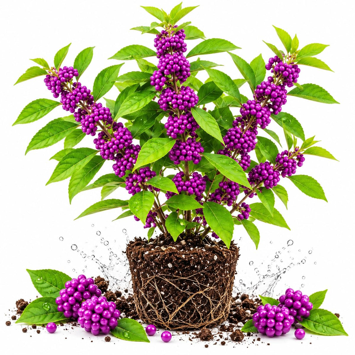 American Beautyberry Live Plant, Fruit Bearing Shrub, 5-9" Tall