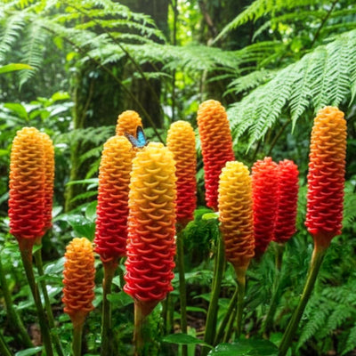 8 Shampoo Ginger Plants Live Roots, Awapuhi Ginger Bulbs Tuber for Planting, Zingiber Zerumbet Pinecone Ginger Plant, Red Ginger Lily Flowers Outdoor Growing