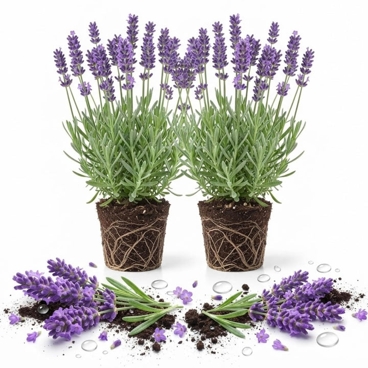 2 Provence Lavender Plants Live, Outdoor Garden Herb Plant, 4-8" Tall
