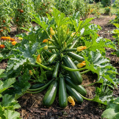 Green Zucchini Live Plant, Zucchini Vegetable Vine Plant, 4-7" Tall in Pot