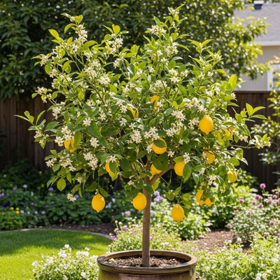 Sets 2 Meyer Lemon Tree Live Plant Potted, 1-2" Starter Yellow Lemon Lime Tree, Fragrant Indoor Outdoor Spring Planting
