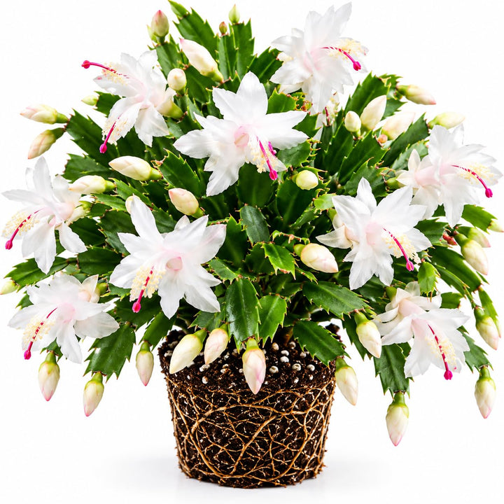 White Christmas Cactus Live Plant, 4-8" Tall, Holiday Cactus