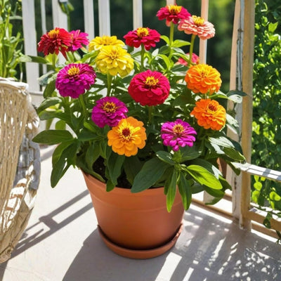 2 Zinnia Plants Live 4 Inch Pot, Flowering Annual Plant for Garden Planting, Bright Zinnia Flowers Starter 4-8 Inch, 2 Plants per Pot