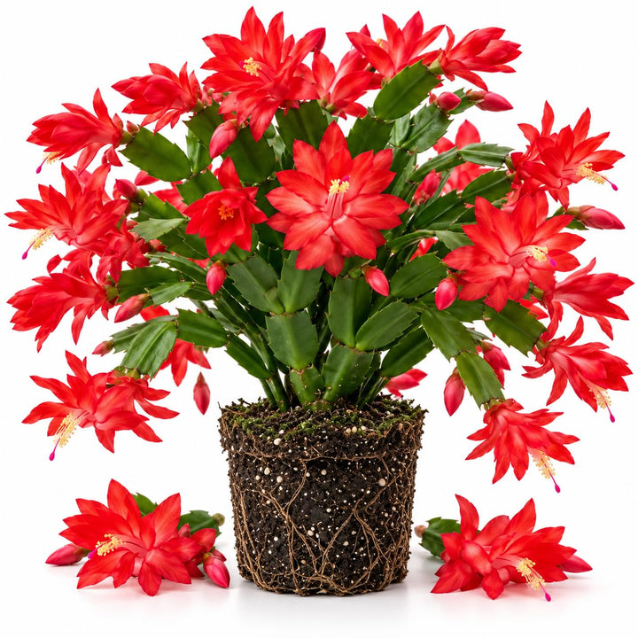 Red Christmas Cactus Live Plant, 4-8" Tall, Holiday Cactus