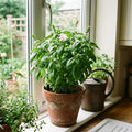 Sweet Basil Plant in 4 Inch Pot, Fragrant Basil Herb for Indoor Outdoor Planting, Fast Growing, Ready to Grow