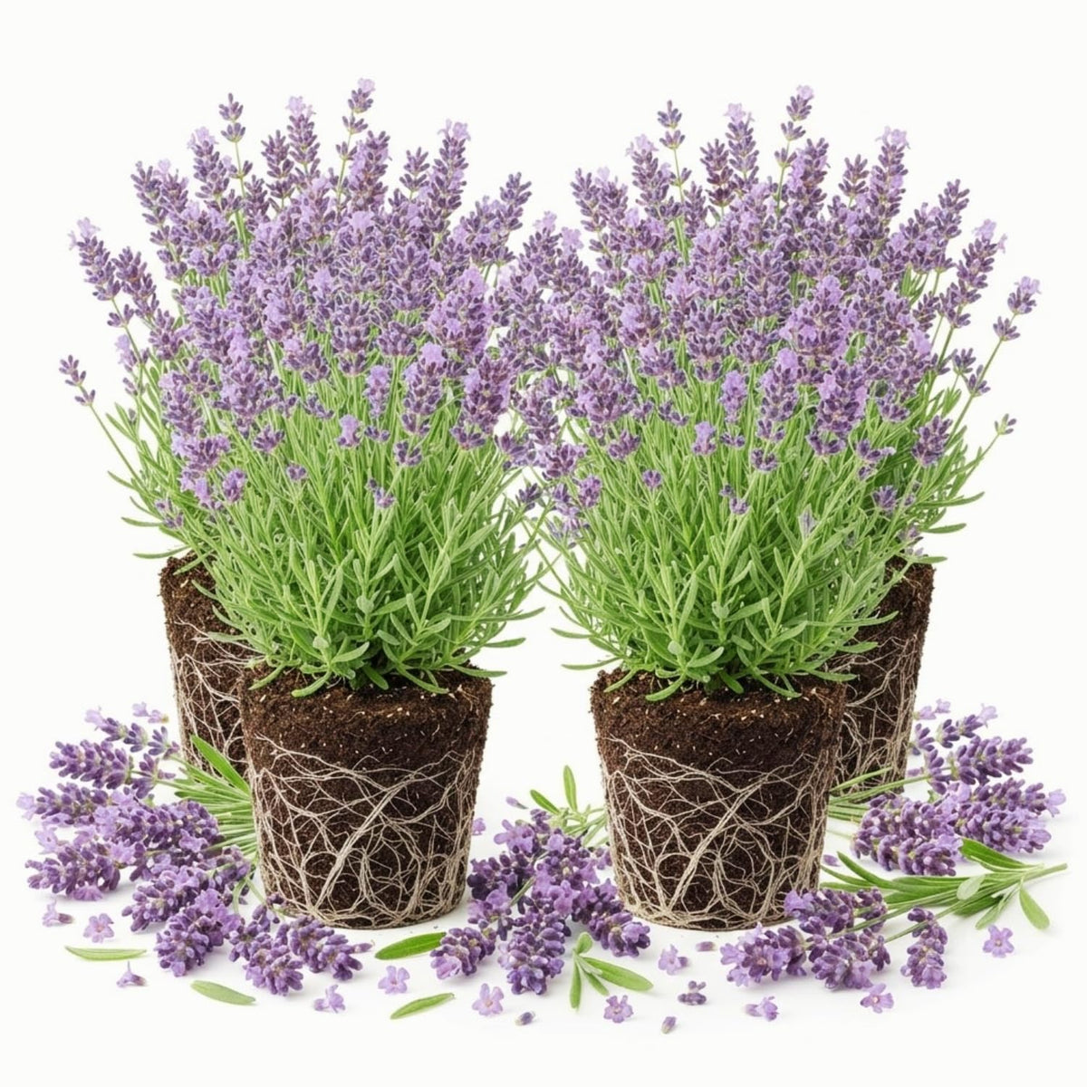 4 Pinnata Lavender Plants Live, Patio Container Herb 4-8" Tall, Blue Blooms