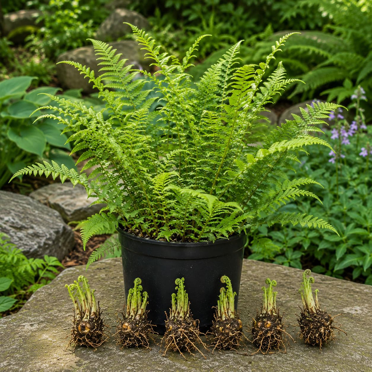 10 Hay Scented Fern Live Rhizomes, Shade Perennial Fern Plants for Outdoor Growing, Hardy, Fast Growing