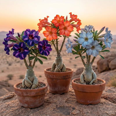 Desert Rose Live Plant, Adenium Desert Rose 4-8'' Tall, Hardy Flowering Succulent for Indoor Outdoor Gardens (Random Color Flowers)
