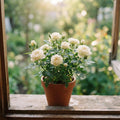 White Mini Rose Plant Live in 4 Inch Pot, Miniature Rose Flower Plant for Indoor Outdoor Garden, Patio and Home Decor, 4-6 Inches