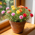 2 Random Moss Rose Plant Live in 4 Inch Pot, Portulaca Flower Plant for Garden Beds, Patio Containers and Outdoor Growing, 4-7 Inches